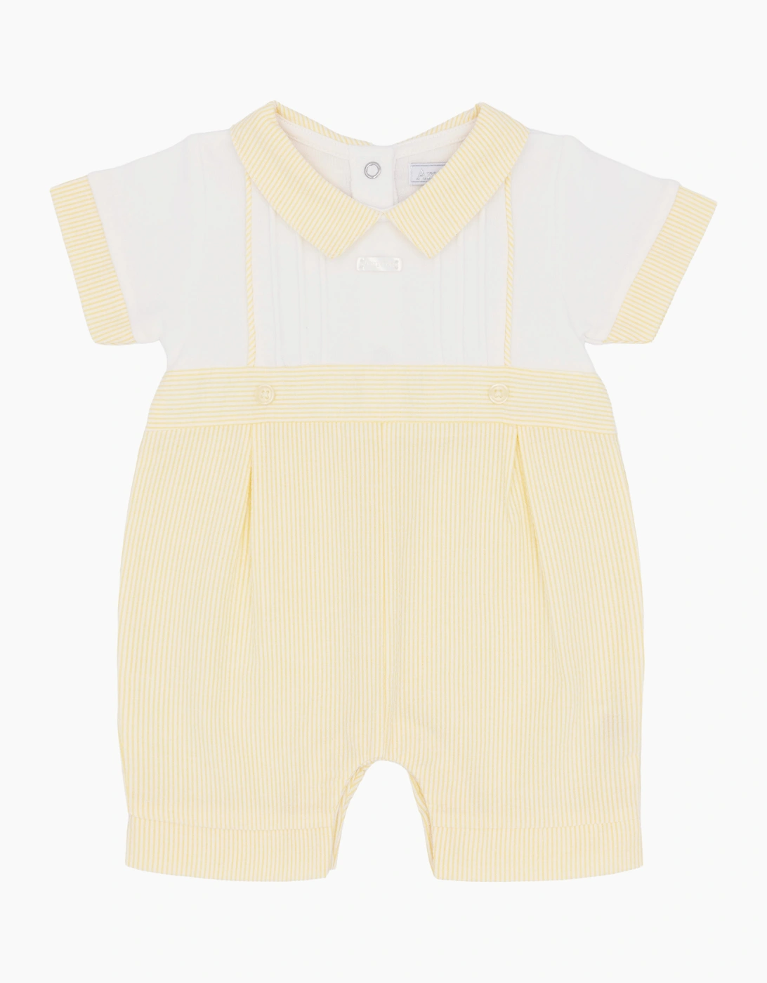 Boys Lemon Yellow Stripe Romper, 2 of 1