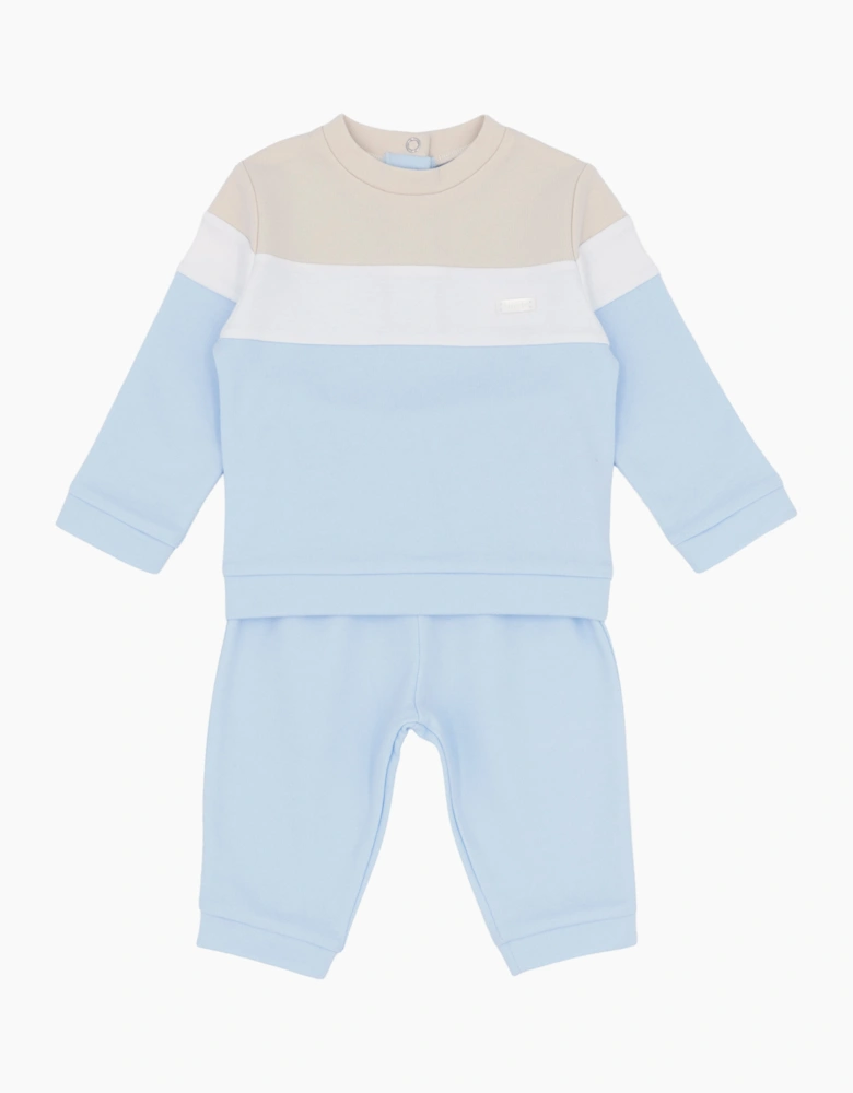 Boys Soft Pale Blue Beige Jogger