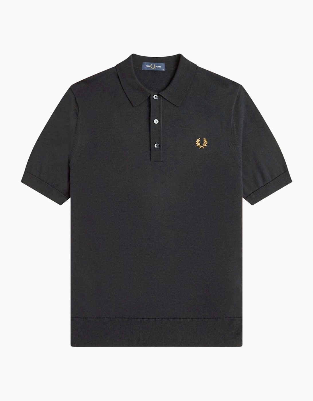 Fred Perry Men's Black Cotton Knitted Polo Shirt - Size 44