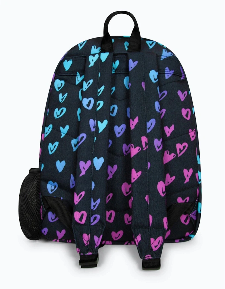 Iconic Girl's Black Scribble Hearts Backpack