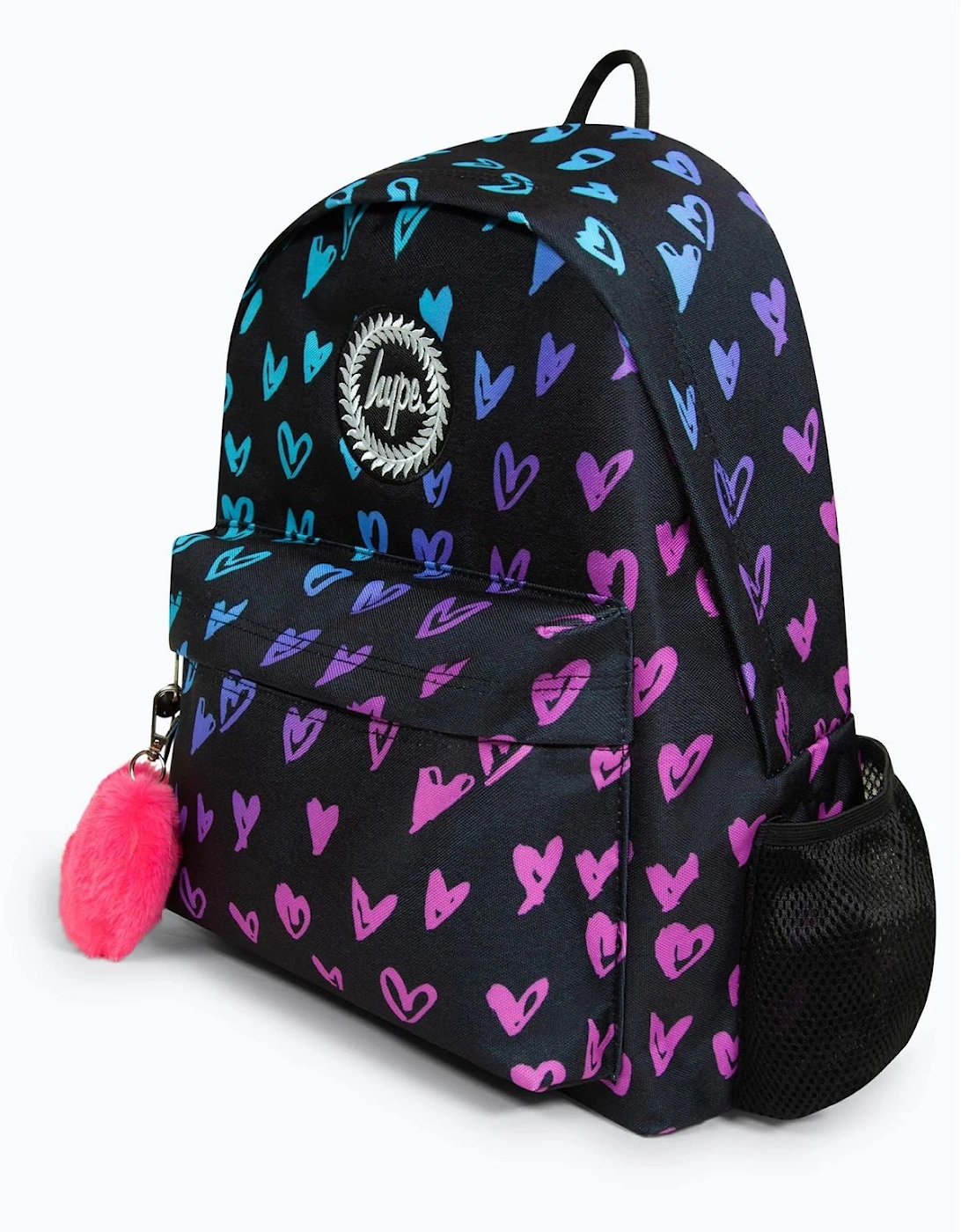 Iconic Girl's Black Scribble Hearts Backpack