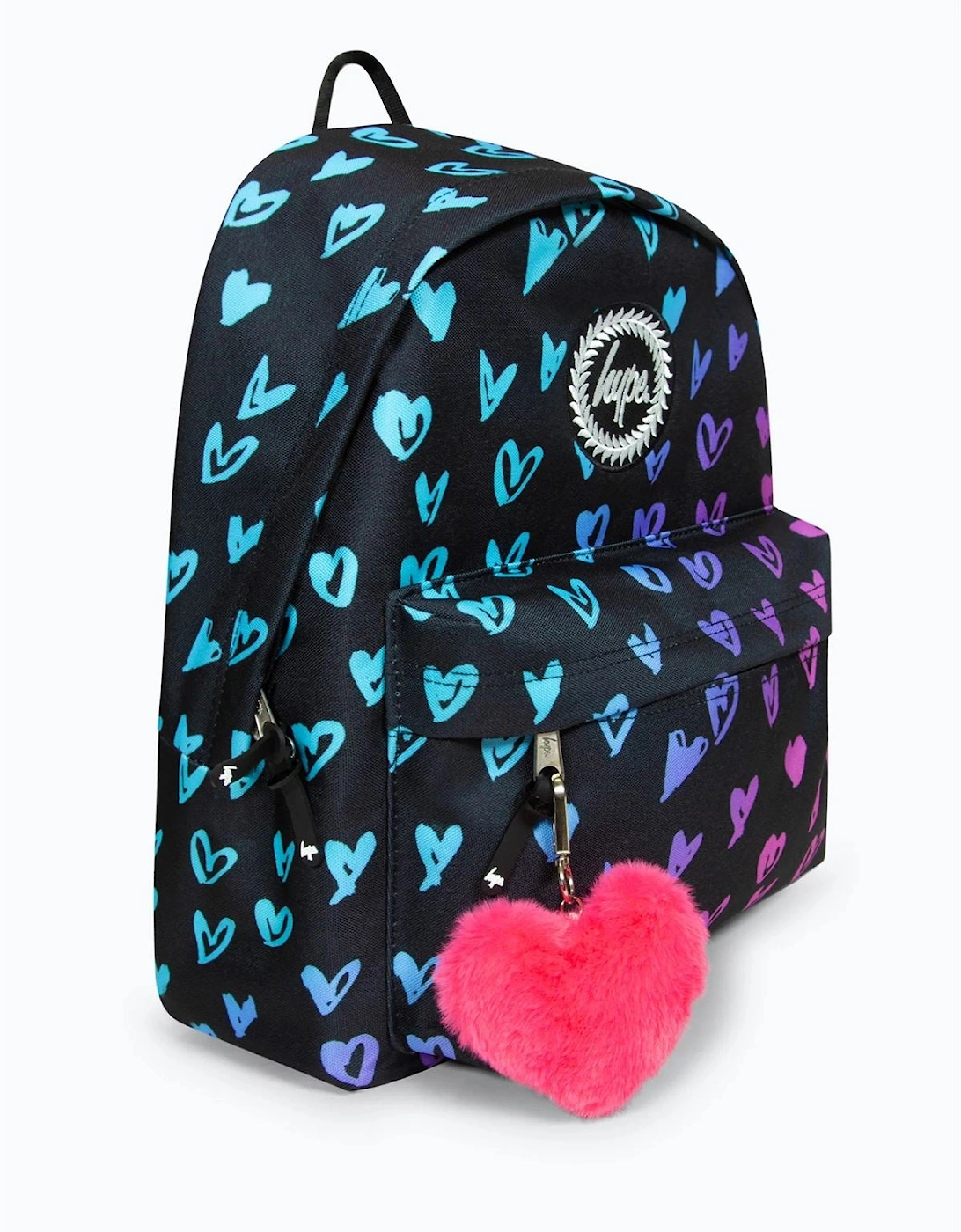 Iconic Girl's Black Scribble Hearts Backpack