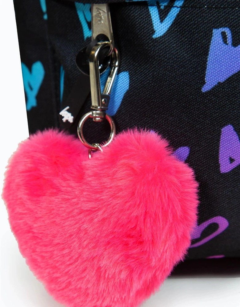 Iconic Girl's Black Scribble Hearts Backpack