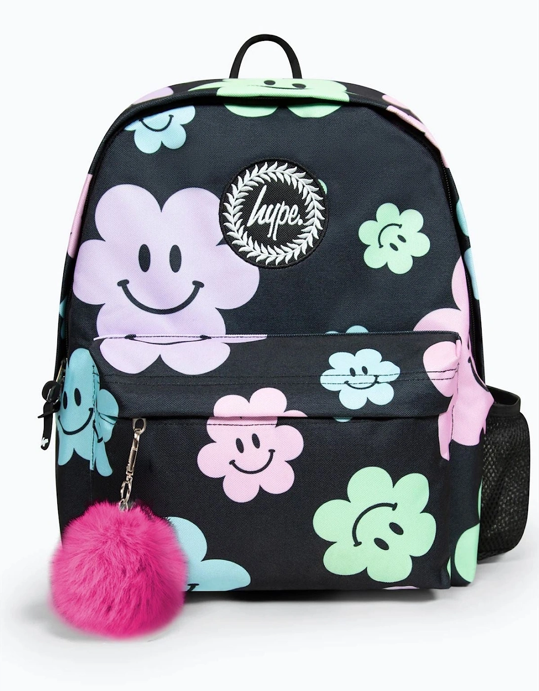 Hype Women's Black Iconic Girl's Happy Flower Backpack 40Cm