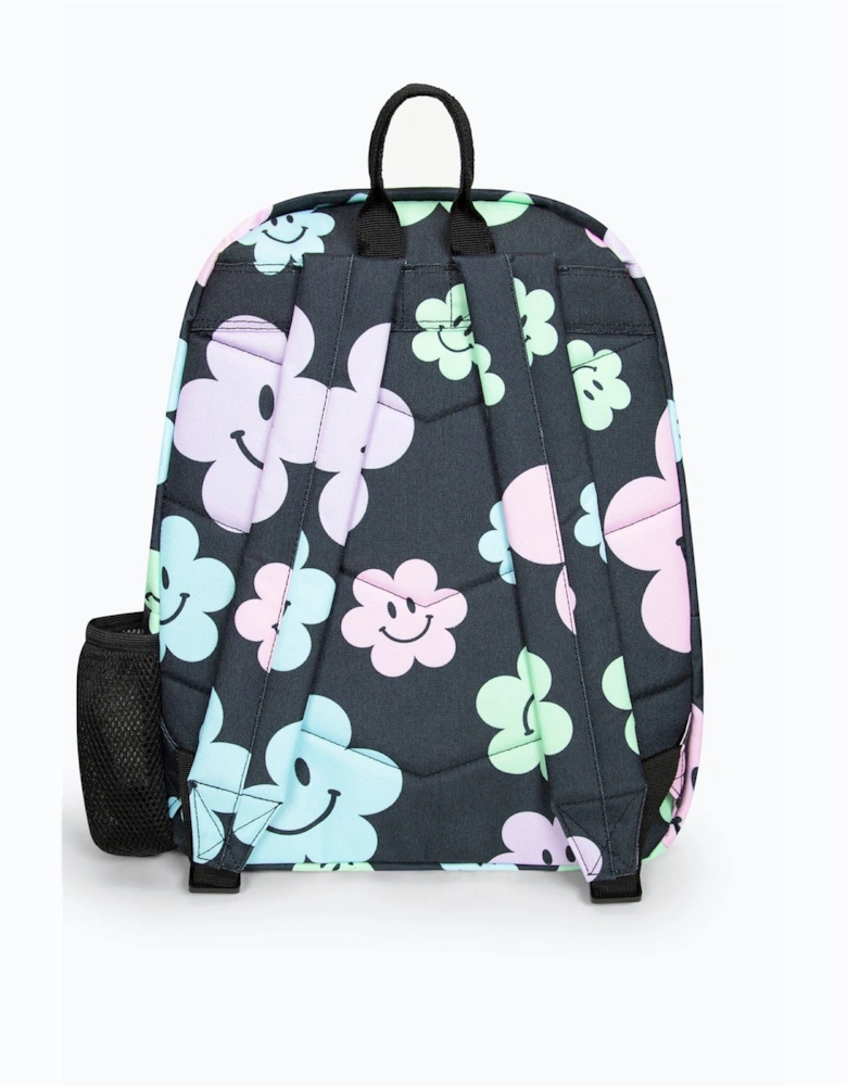Iconic Girl's Black Happy Flower Backpack