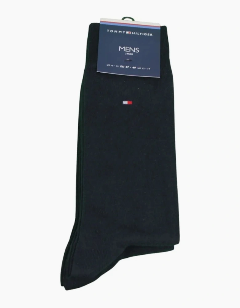 2-Pack Classic Embroidered Logo Socks, Dark Navy