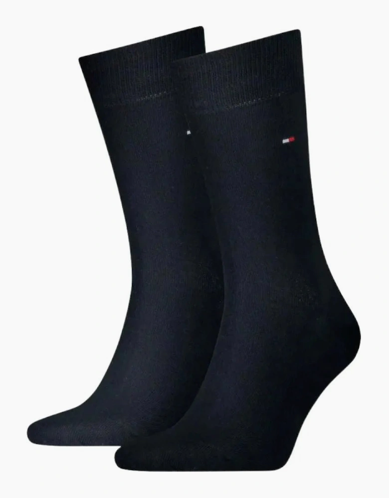 2-Pack Classic Embroidered Logo Socks, Dark Navy