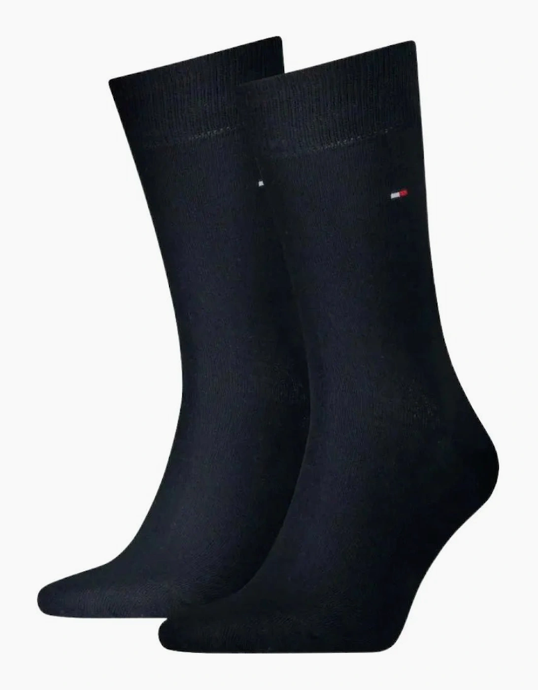 Tommy Hilfiger Tommy Hilfiger Men's 2-Pack Classic Embroidered Logo Socks, Dark Navy - Black/Black