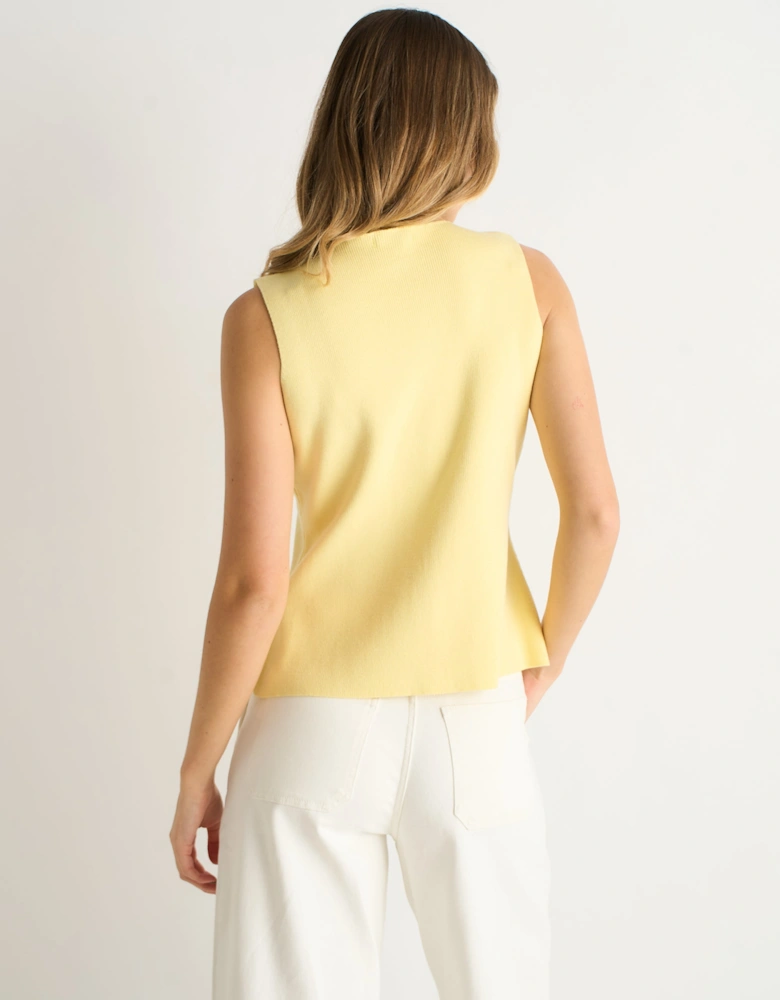 Lemon Button Front Compact Knit Waistcoat