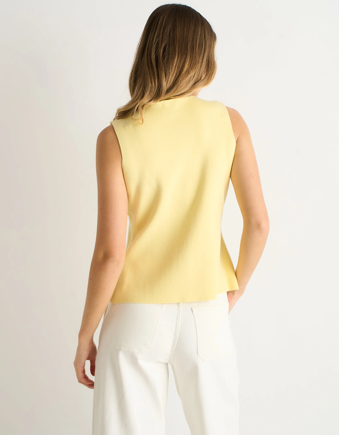 Lemon Button Front Compact Knit Waistcoat