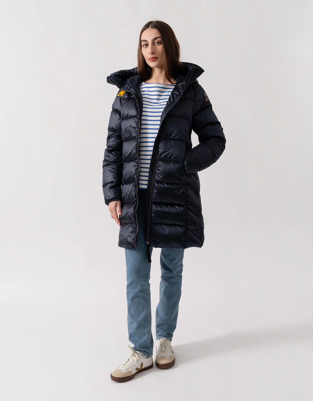 Marion Womens Hooded Down Jacket - Blue Navy 316