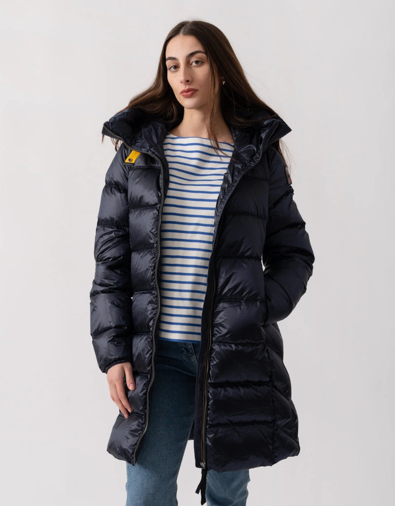 Marion Womens Hooded Down Jacket - Blue Navy 316