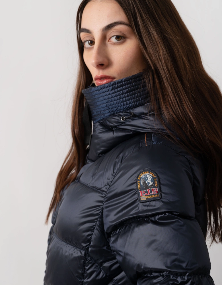 Marion Womens Hooded Down Jacket - Blue Navy 316