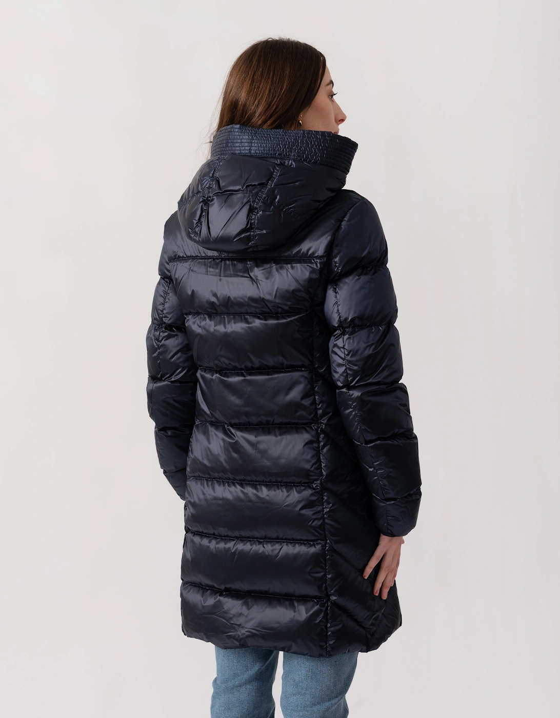 Marion Womens Hooded Down Jacket - Blue Navy 316