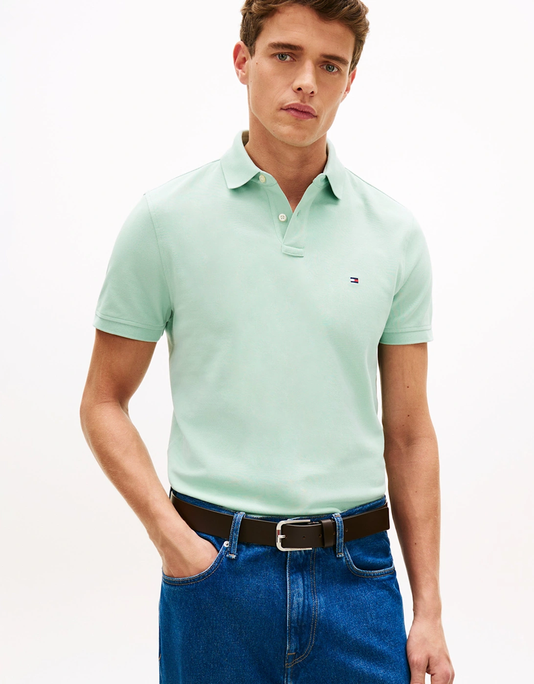 Tommy Hilfiger Men's Green 1985 Regular Fit Polo - Crushed Mint  42/Regular Xl