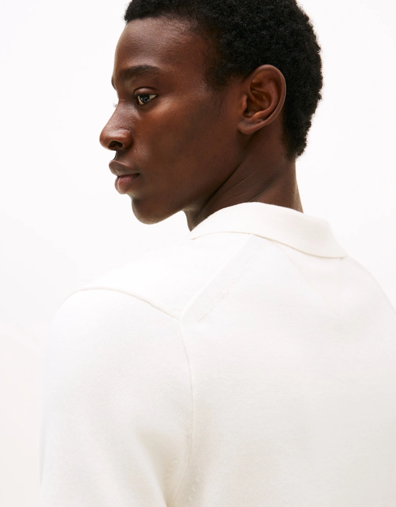 Essential Cotton Mens Knitted Polo - Ivory Petal