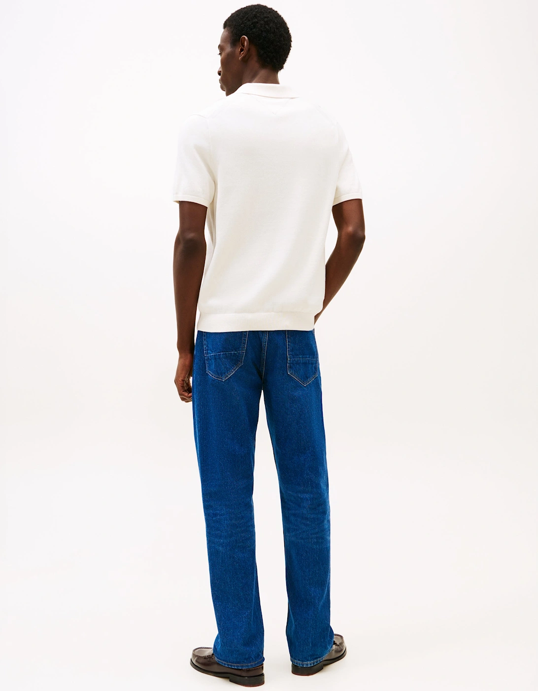 Essential Cotton Mens Knitted Polo - Ivory Petal