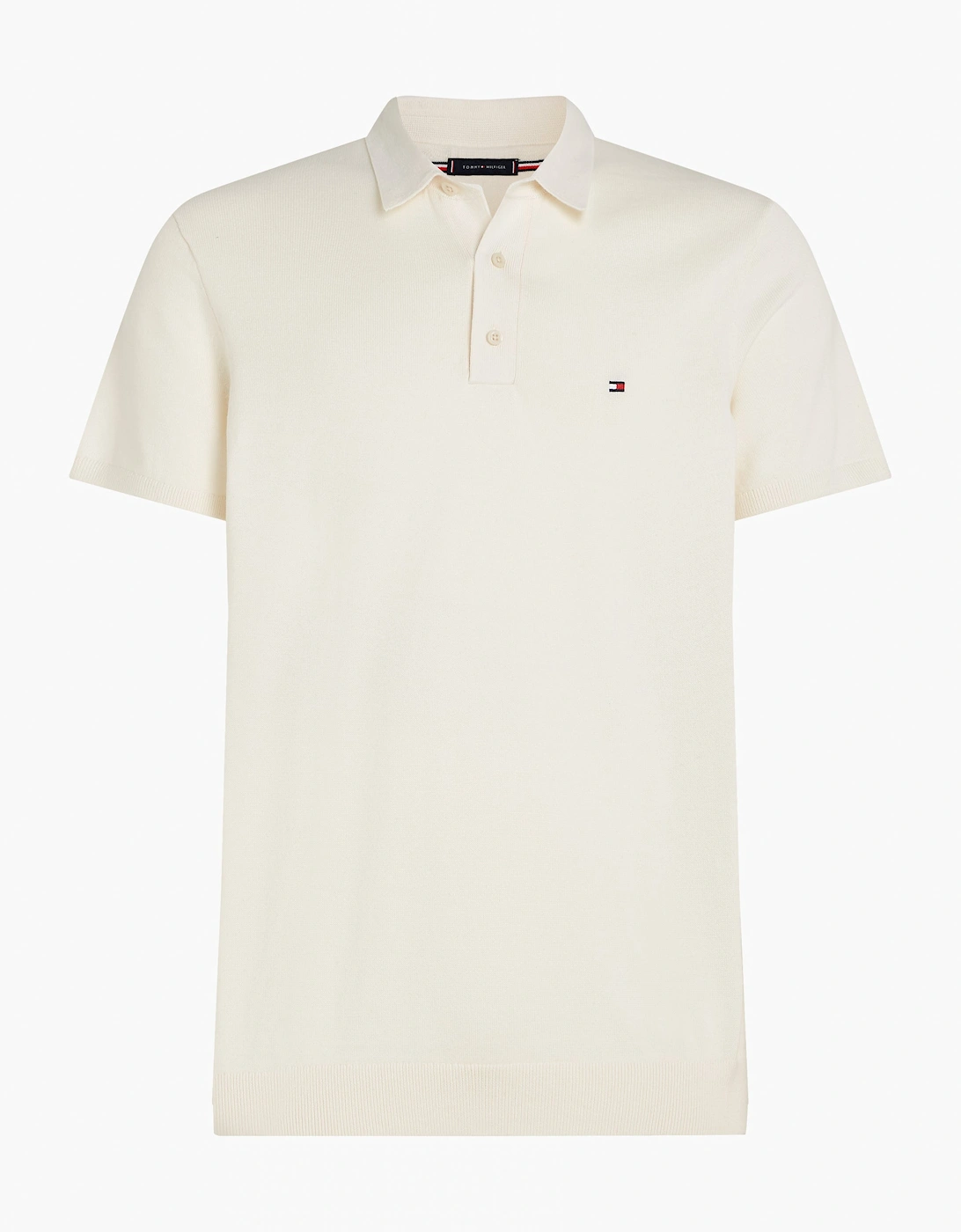 Essential Cotton Mens Knitted Polo - Ivory Petal