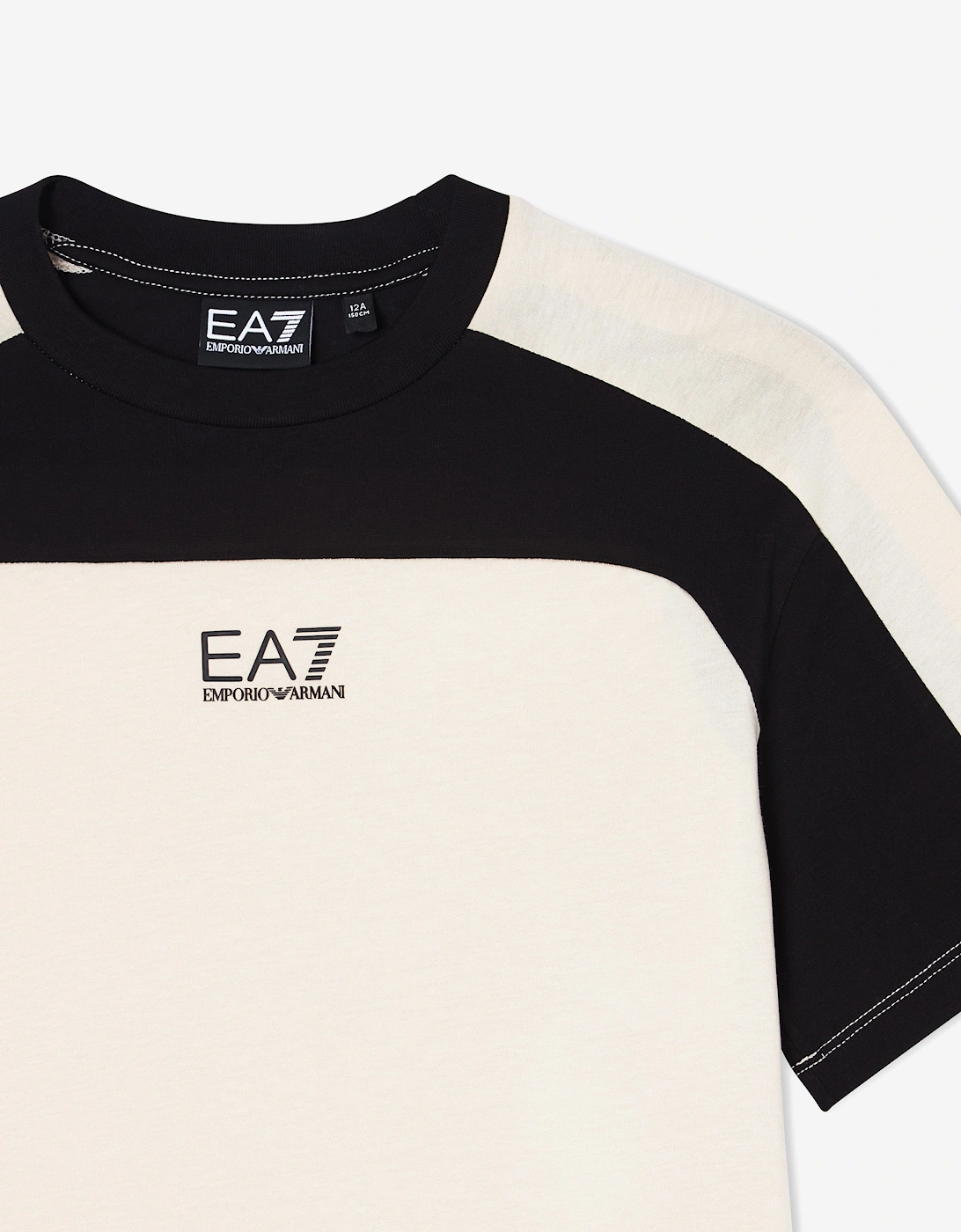 Emporio Armani Boys Train Summer Block T-Shirt in Beige