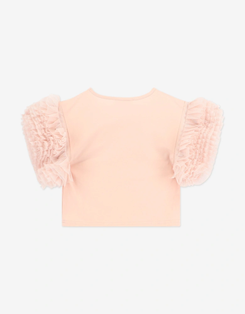 Angels Face Girls Lessi Puff Tulle Sleeve Top in Pink