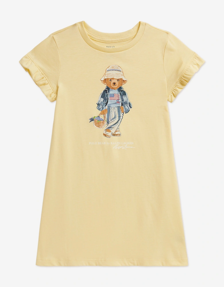 Girls Polo Bear Jersey Dress in Yellow