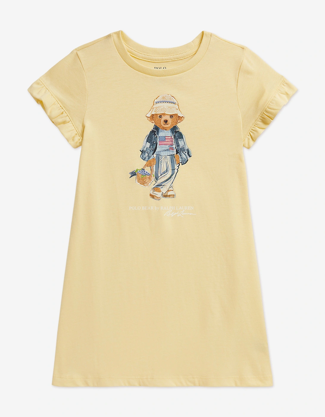 Girls Polo Bear Jersey Dress in Yellow, 6 of 5