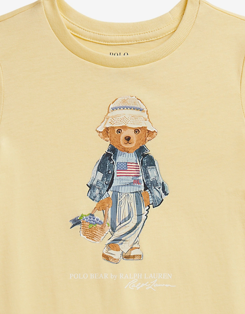 Girls Polo Bear Jersey Dress in Yellow