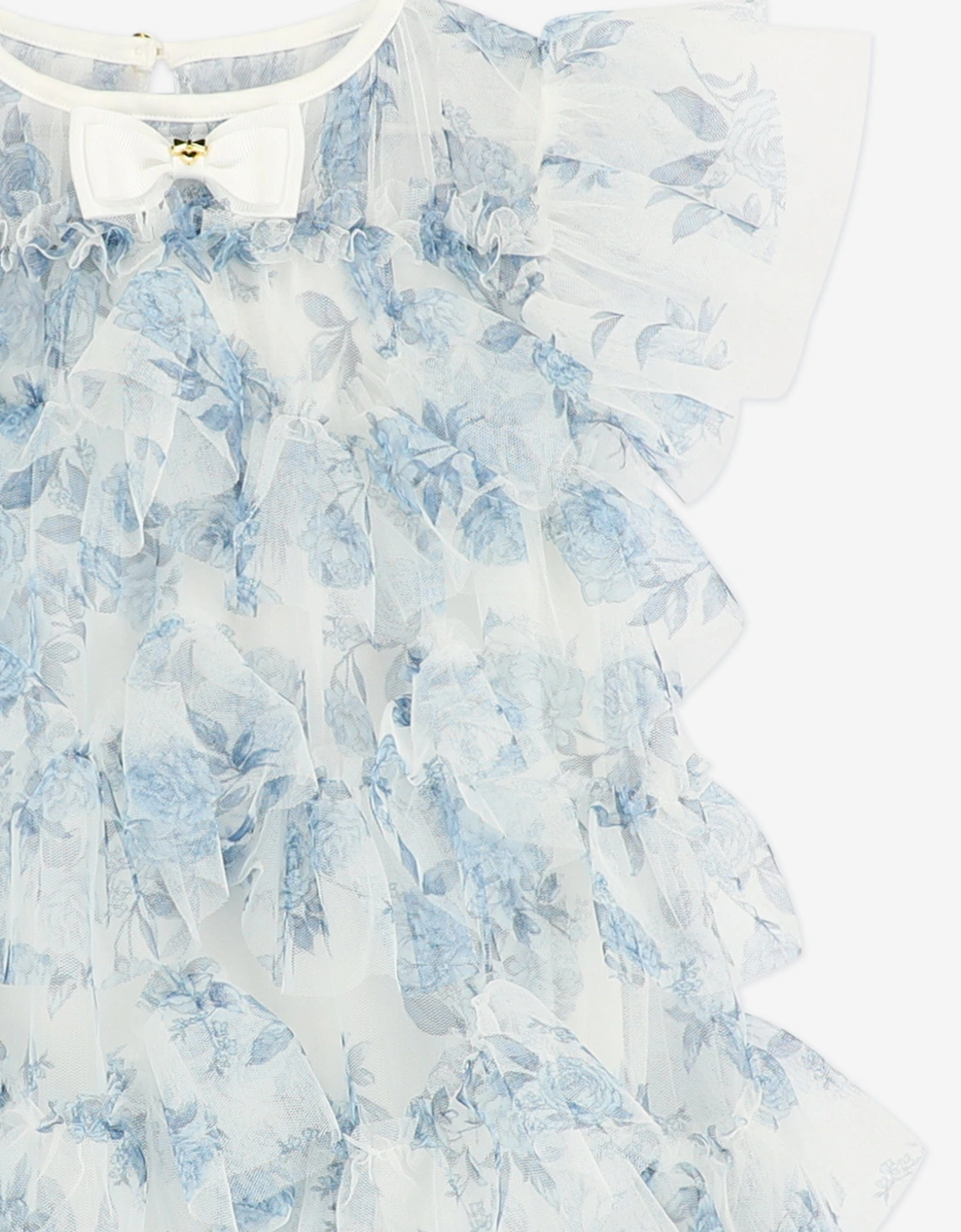 Angels Face Girls Etta Printed Tiered Tulle Dress in Blue