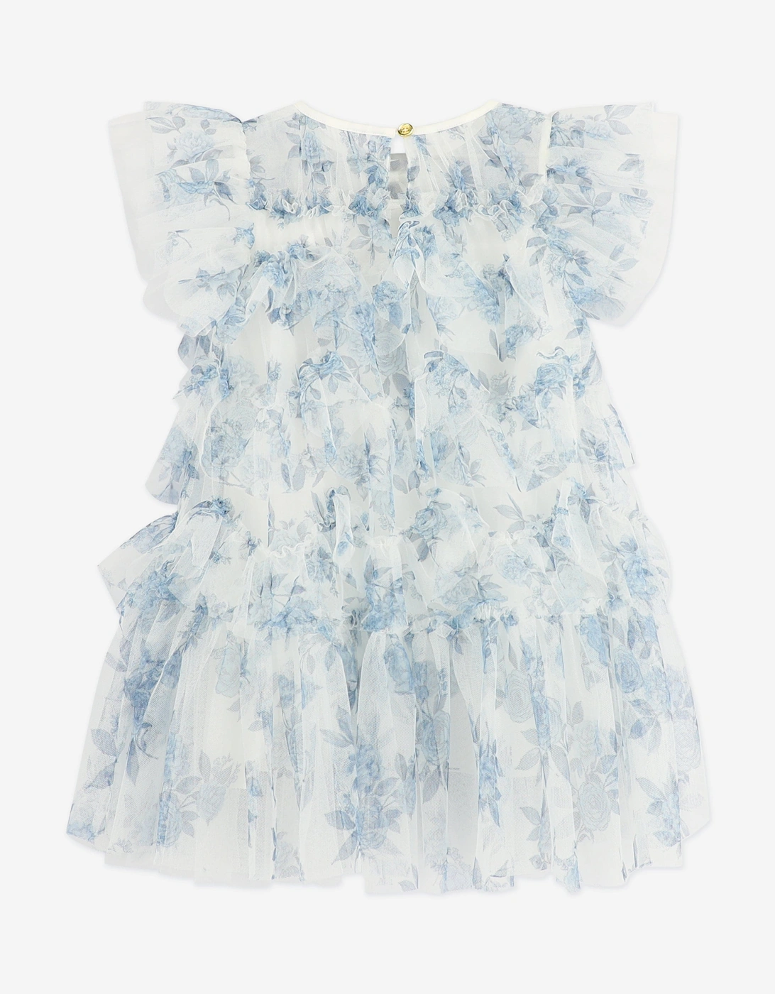 Angels Face Girls Etta Printed Tiered Tulle Dress in Blue