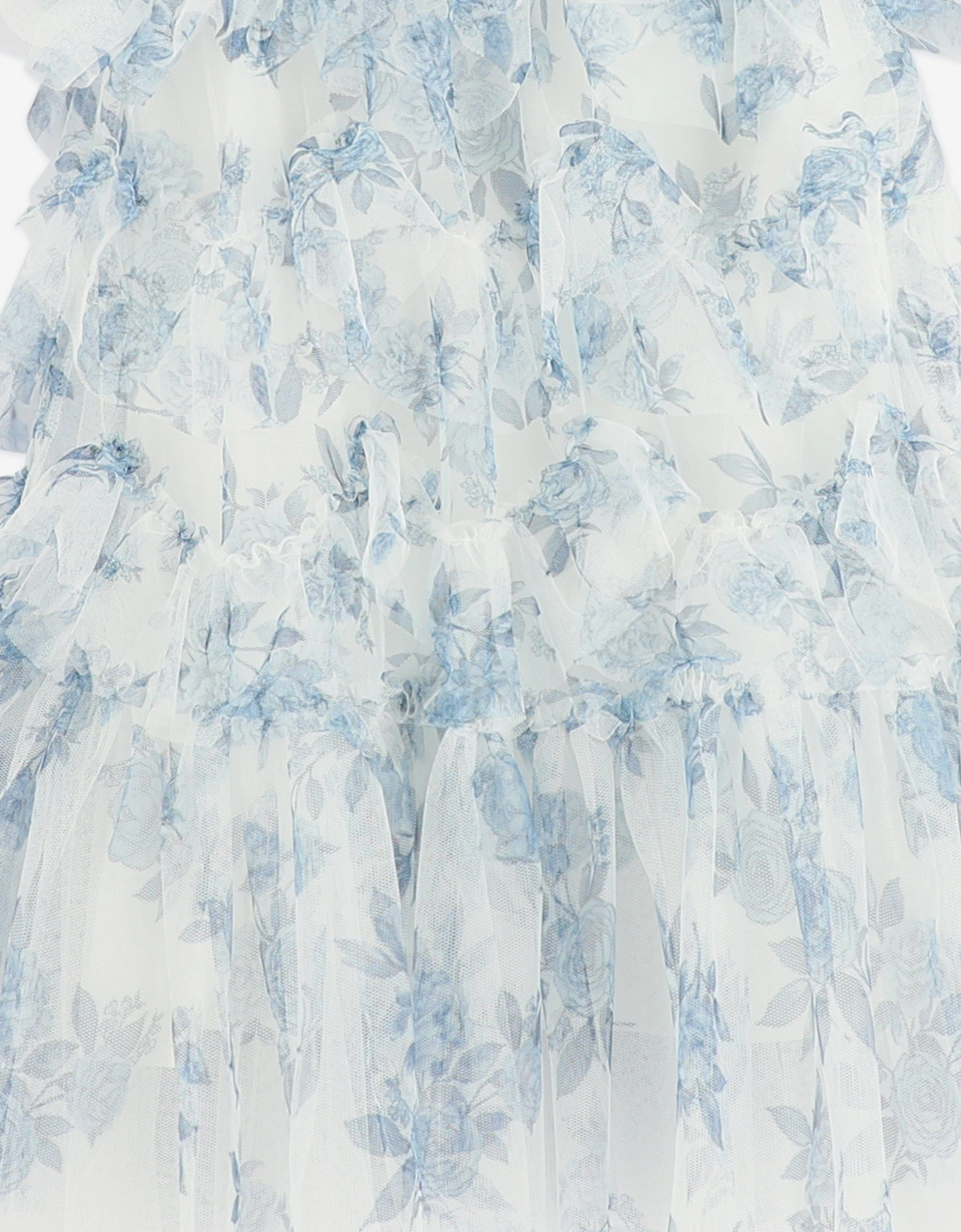 Angels Face Girls Etta Printed Tiered Tulle Dress in Blue