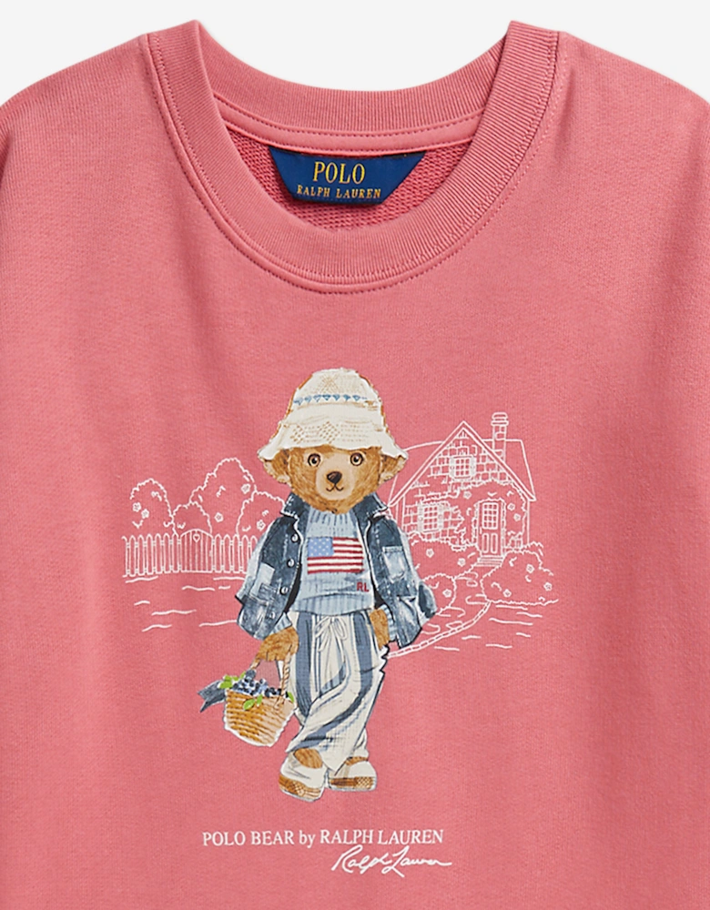 Girls Polo Bear Sweatshirt in Pink