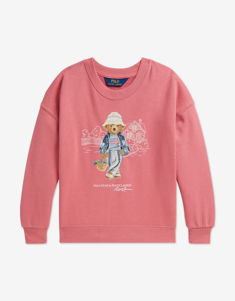 Girls Polo Bear Sweatshirt in Pink