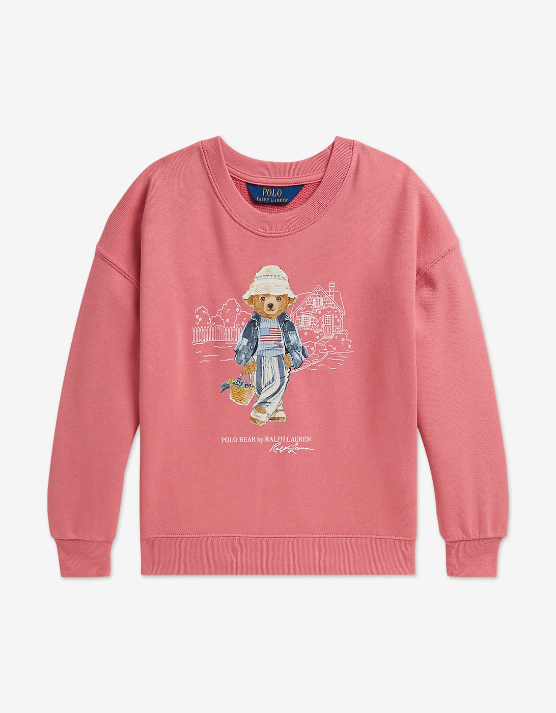 Ralph Lauren Girls Pink Polo Bear Sweatshirt In  5 Years Size 5 Yrs Kids
