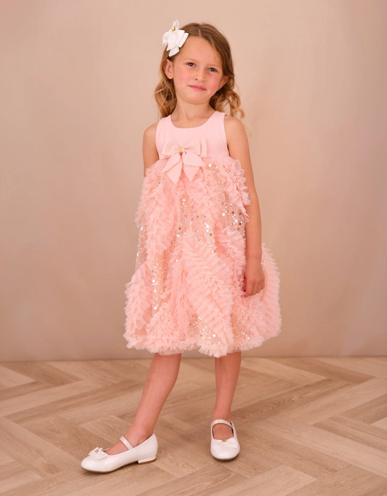 Angels Face Girls Dylas Ruffle Sequin Dress in Pink