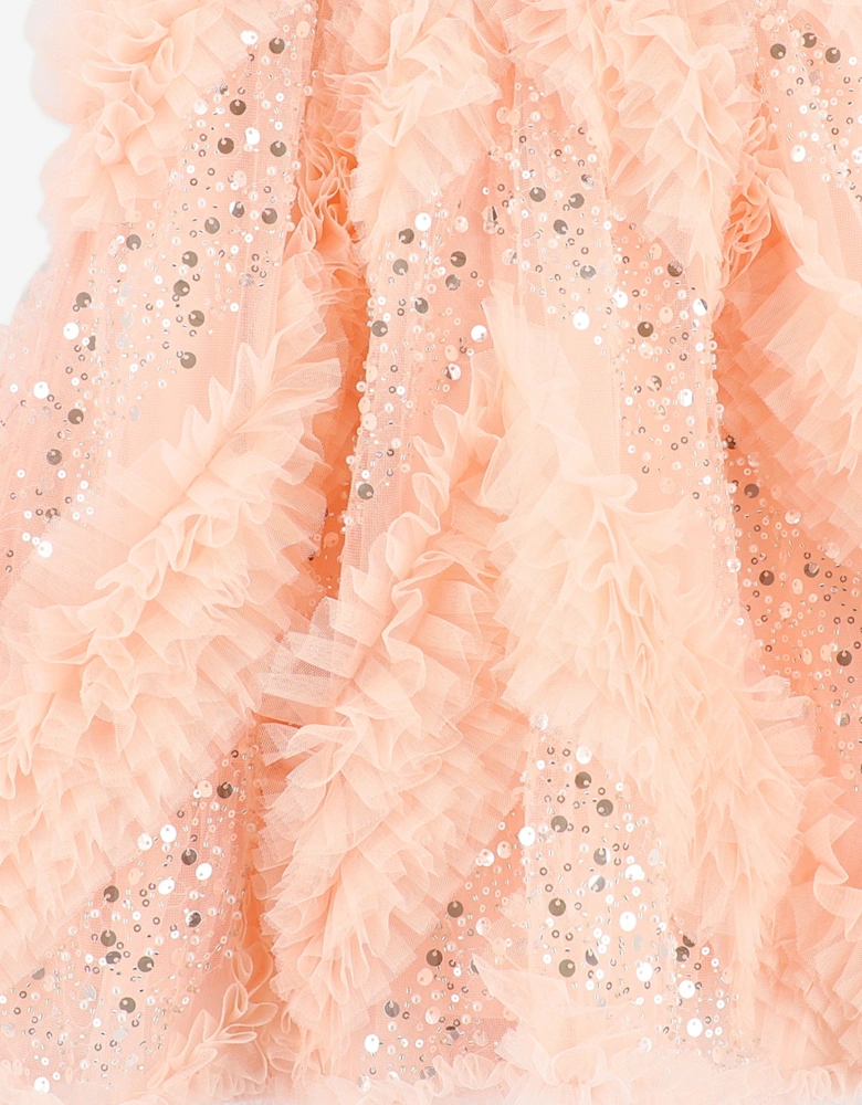 Angels Face Girls Dylas Ruffle Sequin Dress in Pink