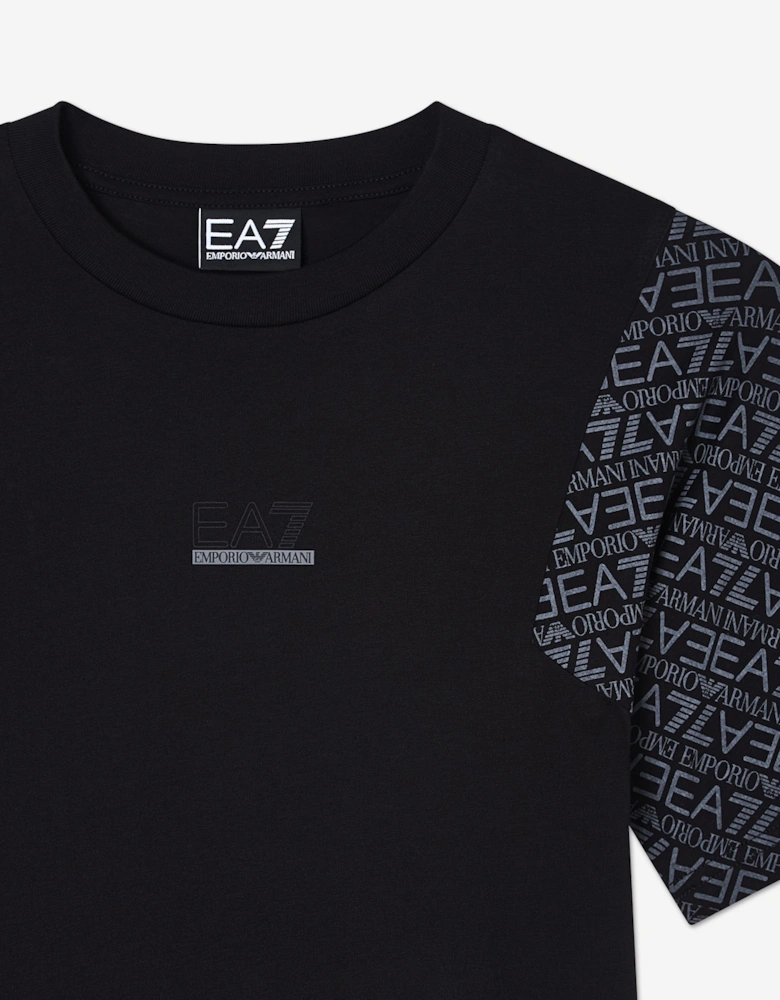 Emporio Armani Boys Monogram Logo T-Shirt in Black