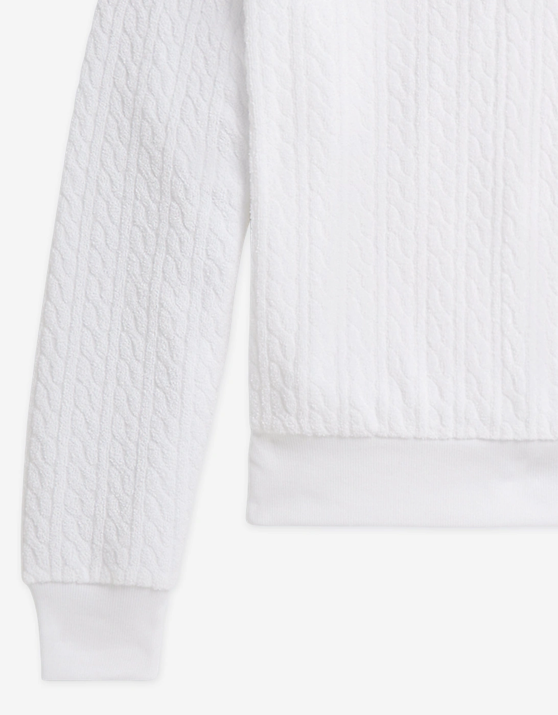 Girls Cable Jacquard Terry Knit Short Set in White