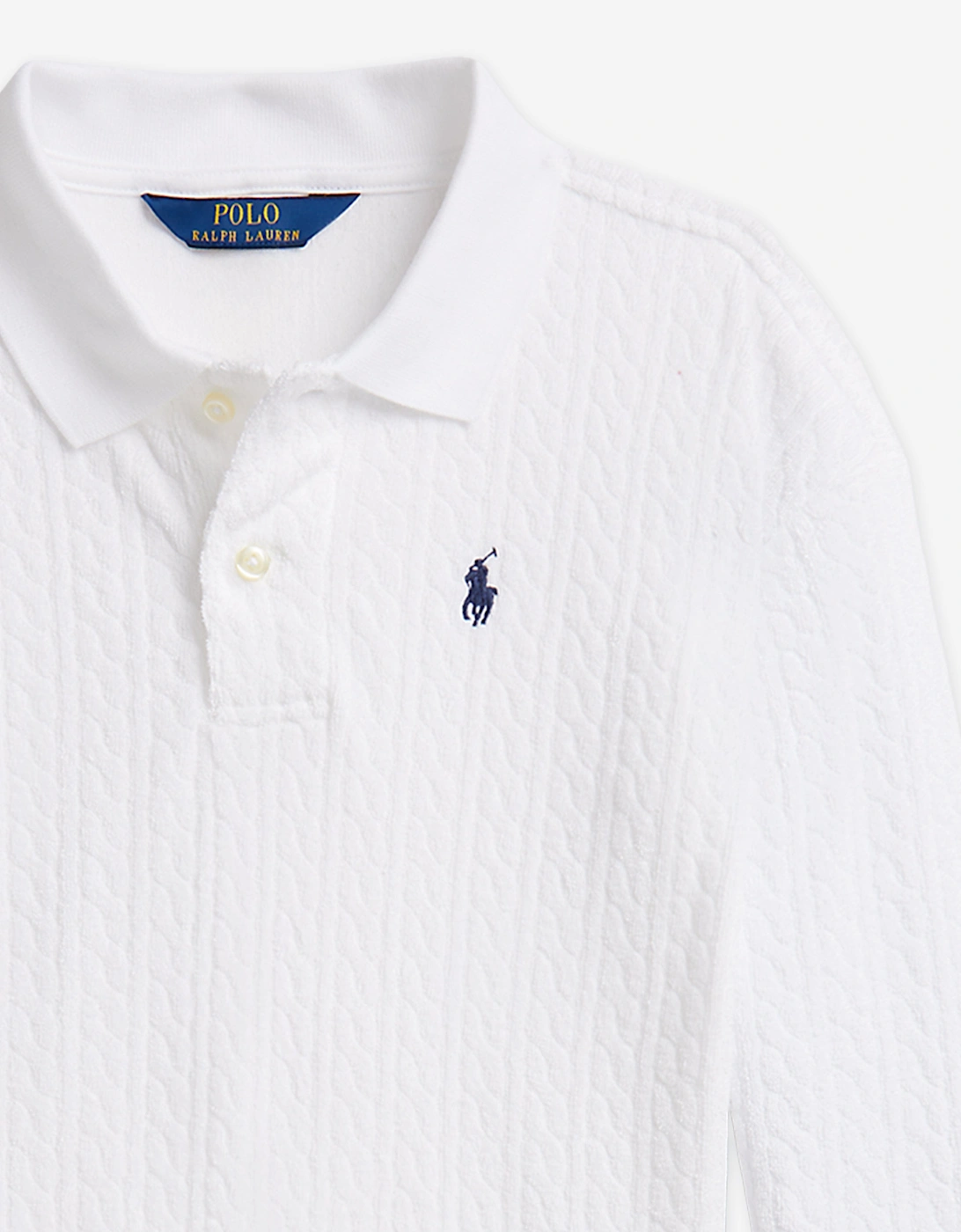 Girls Cable Jacquard Terry Knit Short Set in White