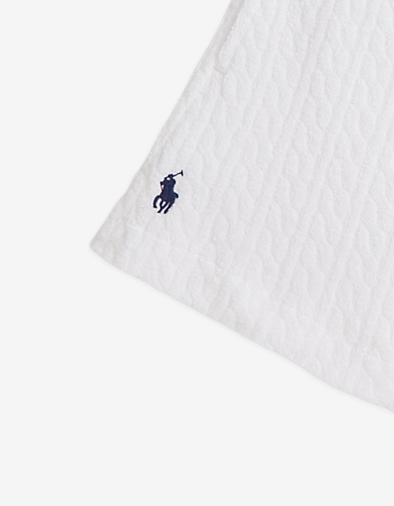 Girls Cable Jacquard Terry Knit Short Set in White