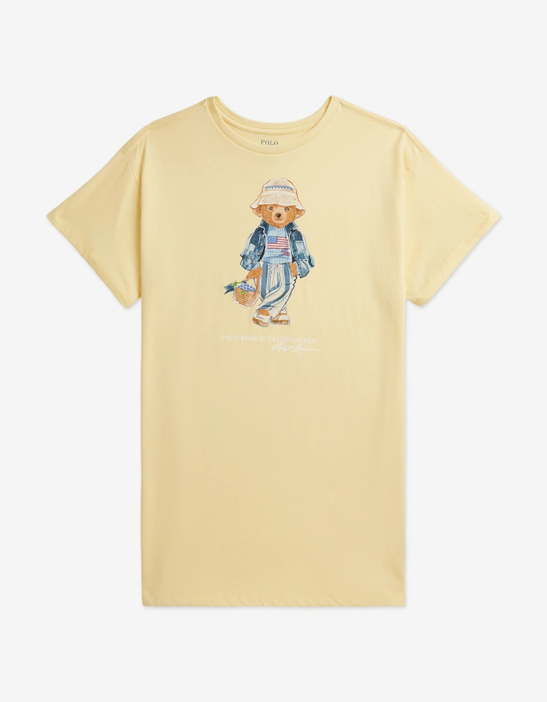 Girls Polo Bear Jersey Dress in Yellow