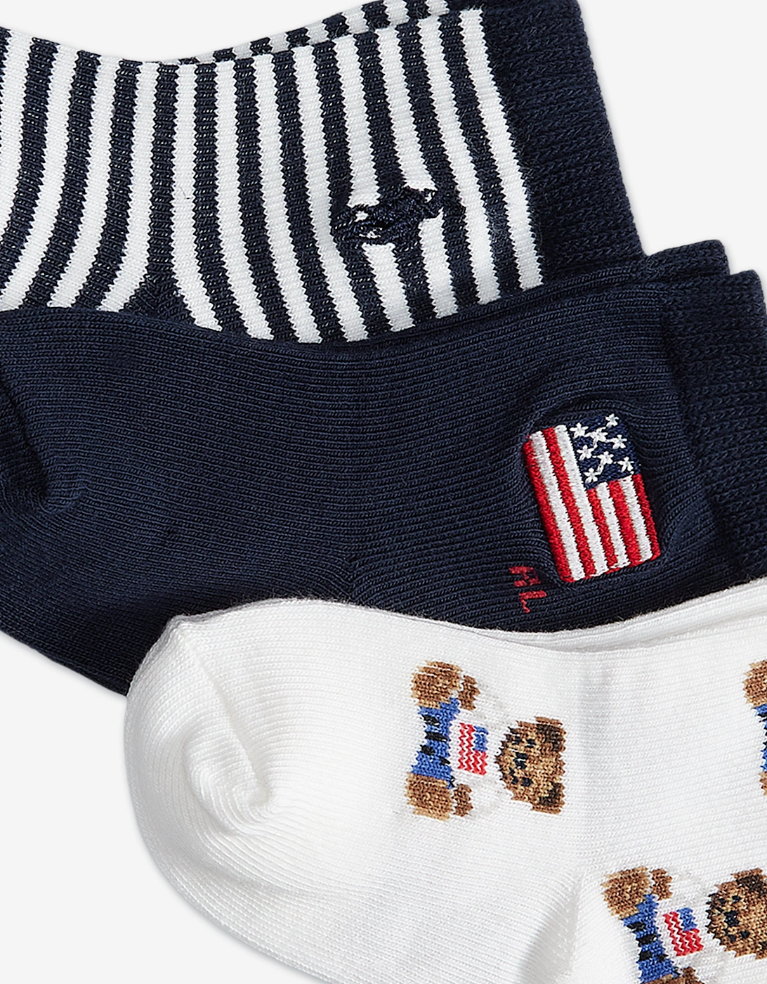 Baby Boys 3 Pack American Bear Socks Set in Navy