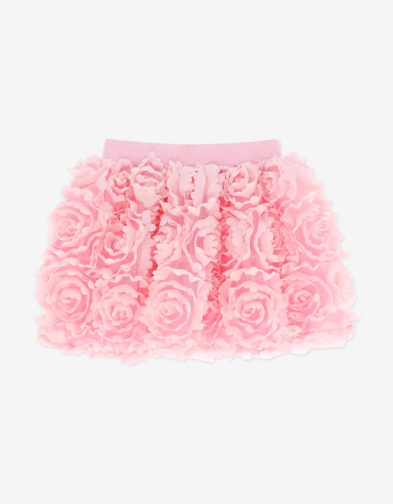 Angels Face Girls Blossom 3D Roses Skirt Set in Pink