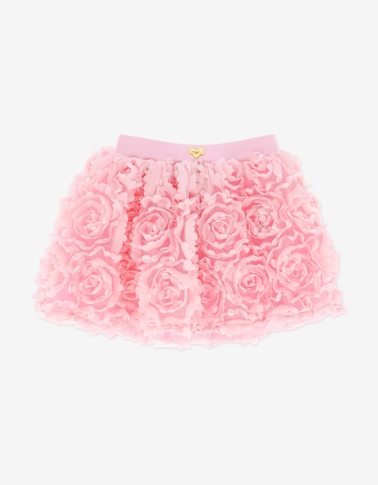 Angels Face Girls Blossom 3D Roses Skirt Set in Pink
