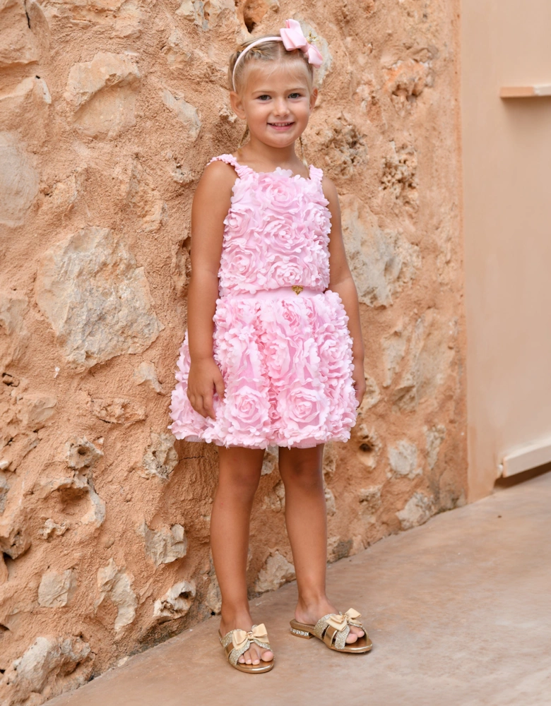 Angels Face Girls Blossom 3D Roses Skirt Set in Pink