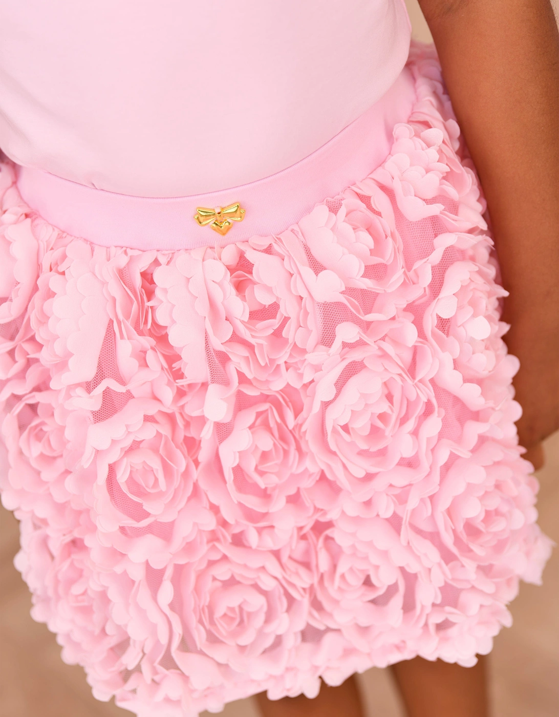 Angels Face Girls Blossom 3D Roses Skirt Set in Pink