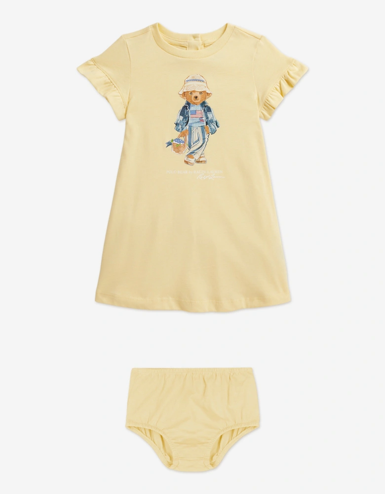 Baby Girls Polo Bear Jersey Dress in Yellow