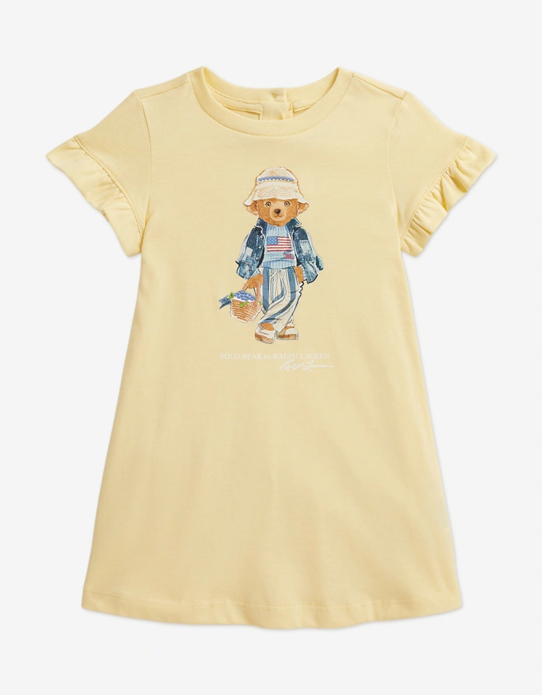Baby Girls Polo Bear Jersey Dress in Yellow