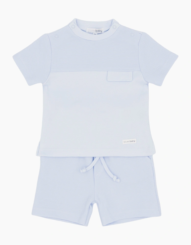 Boys Pale Blue Jersey Ribbed Short Set