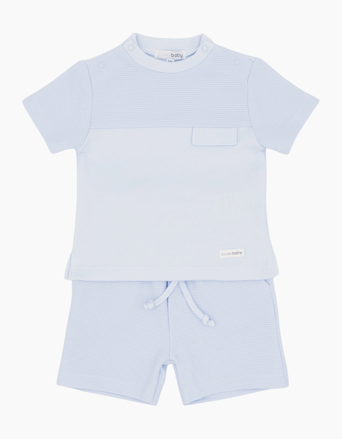 Boys Pale Blue Jersey Ribbed Short Set, 4 of 3