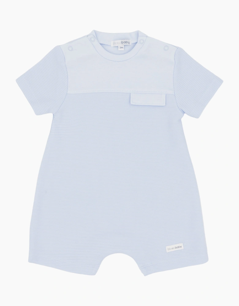 Boys Pale Blue Jersey Ribbed Romper